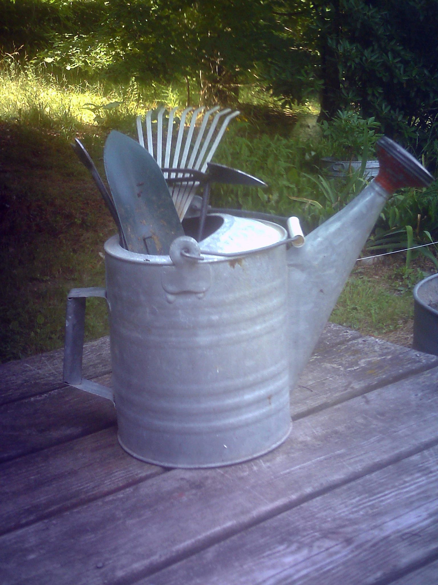 Gieter met tuingereedschap Gieter met tuingereedschap Onderhoudsvrije tuin